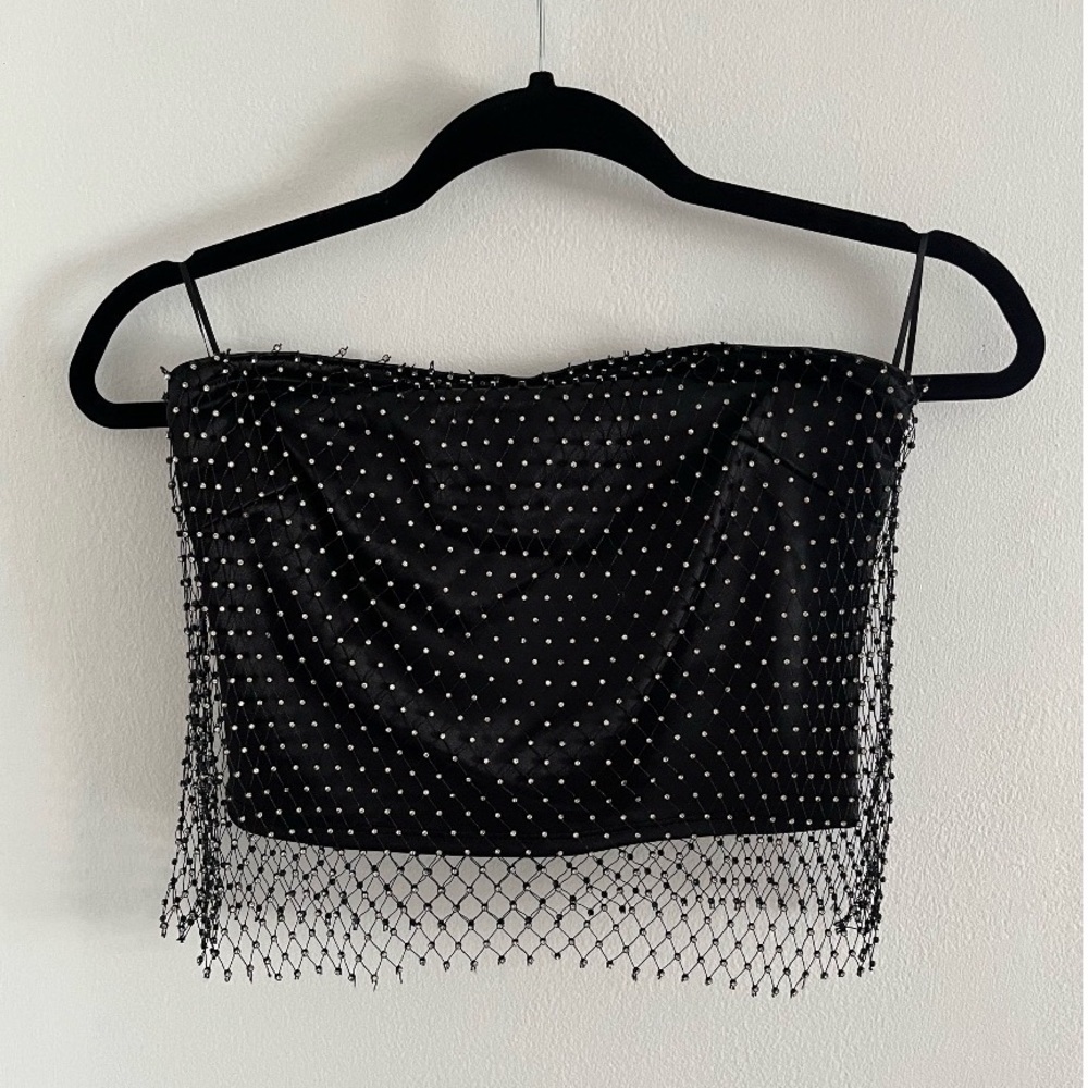 Strapless rhinestone crop top